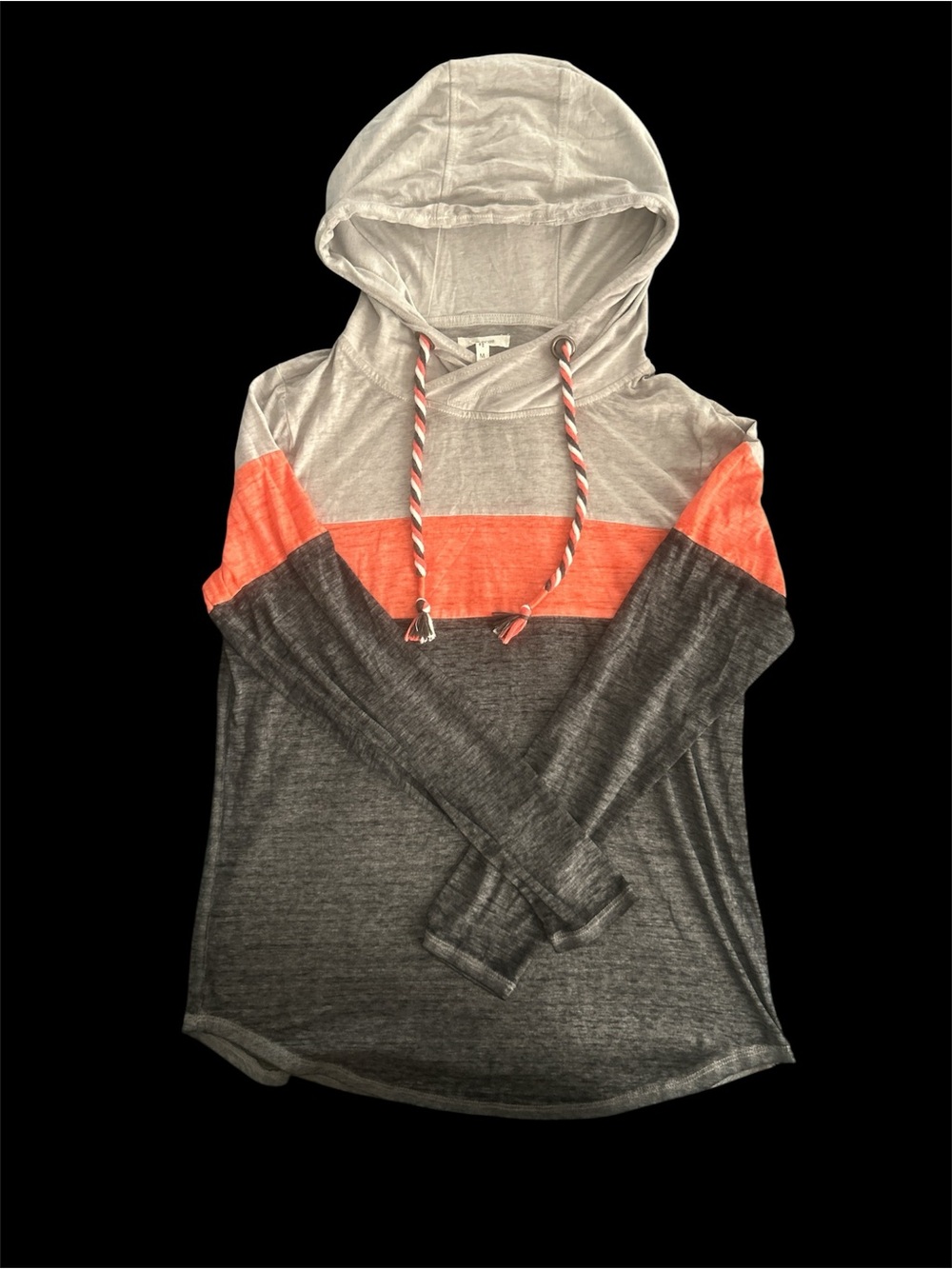 Maurices Colorblock Hooded Long Sleeve Tee - Gray, Coral, Light Gray